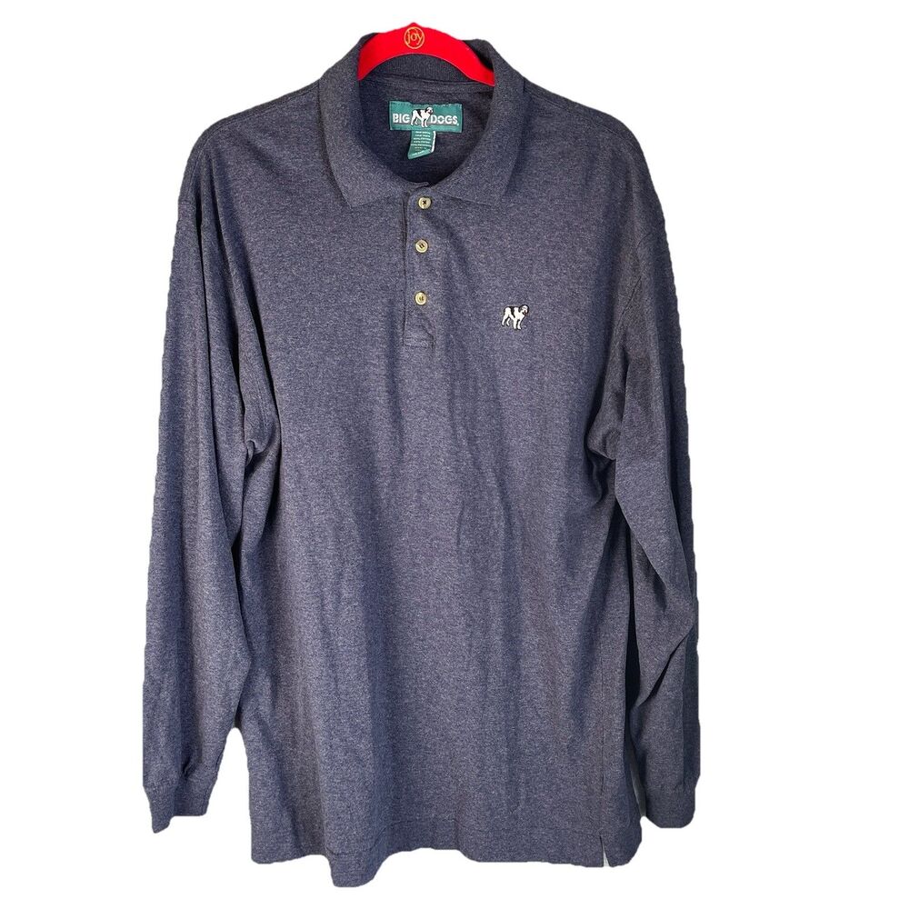 Big Dogs Mens XL Short Sleeve Pullover Blue Polo Shirt Casual Buttons Collared